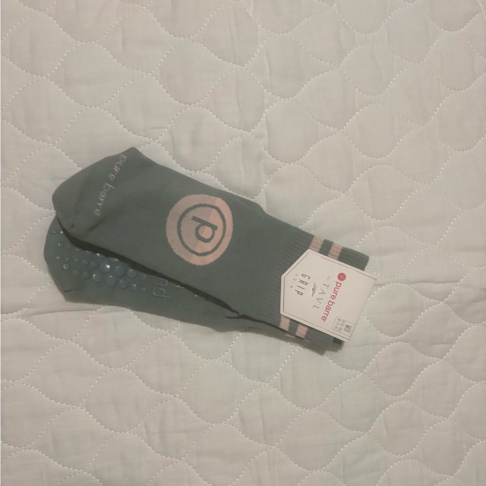 Pure Barre Green and Pink Grip Socks